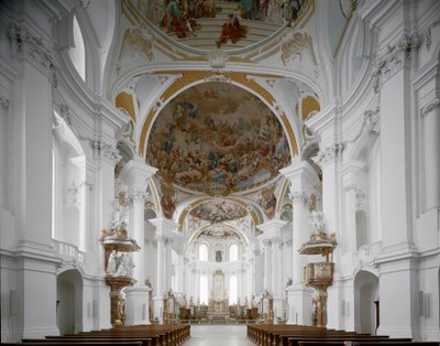 建築家Johann Balthasar Neumann (1687-1753) による修道院教会の内観 ドイツ、ネレスハイム 作： Balthasar Neumann