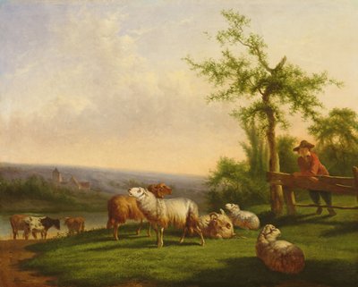 群れのある牧歌的な風景 作： Balthasar Paul Ommeganck