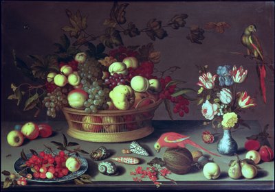 ブドウと他の果物のバスケット 作： Balthasar van der Ast