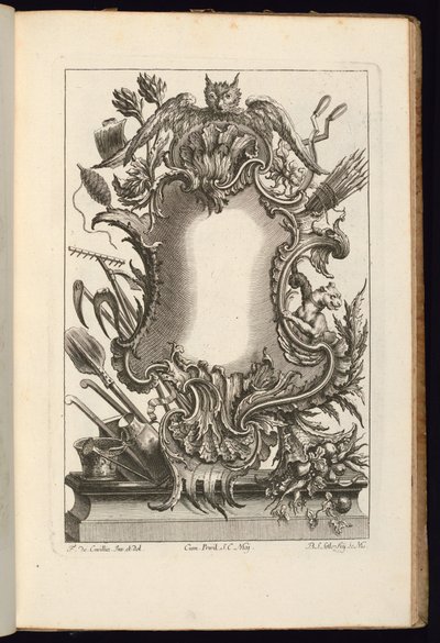 フクロウのカルトゥーシュ、不規則なカルトゥーシュの本 作： Balthazar Sigismond Setlezky