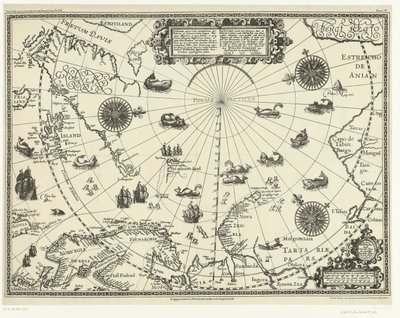 北極圏周辺諸国と1598年のオランダの3回の航海の地図 作： Baptista van (after) Doetechum