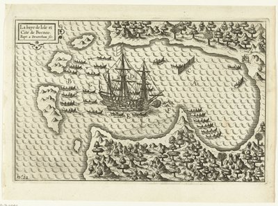 ボルネオ島到着, 1600 「ボルネオ島とボルネオ市」, RP-P-OB-75.411 作： Baptista van Doetechum
