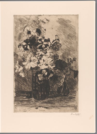2 つの花瓶のペチュニア 作： Barbara Elisabeth van Houten (signed by artist)