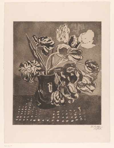 水差しのチューリップ 作： Barbara Elisabeth van Houten (signed by artist)