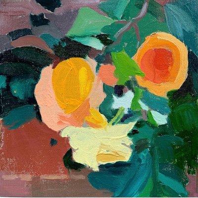 去年の夏のバラ、2021年（キャンバスボードに油彩） 作： Barbara Hoogeweegen