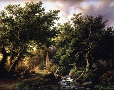 チャペルのある森の風景 作： Barend Cornelis Koekkoek