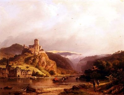 モーゼル河畔のベイルシュタイン 作： Barend Cornelis Koekkoek