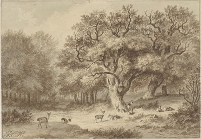 鹿のいる森の風景 作： Barend Cornelis Koekkoek