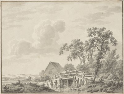 漁師と砂丘の端の風景 作： Barend Cornelis Koekkoek