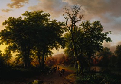 夕暮れの道の旅人 作： Barend Cornelis Koekkoek