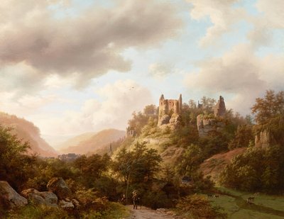 ラロシェット城の眺め、1848 年。 作： Barend Cornelis Koekkoek