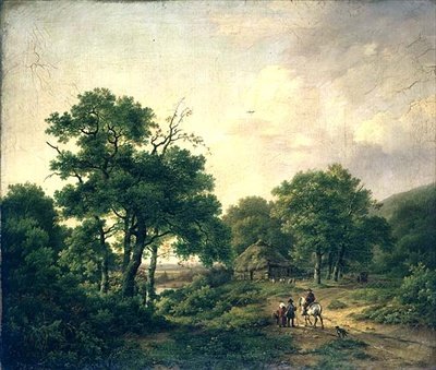 人物のいる林間の風景（油彩・キャンバス 作： Barend Cornelis Koekkoek