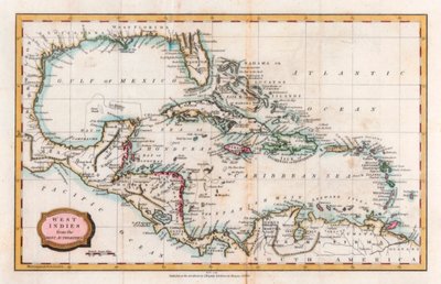 西インド諸島の地図、18世紀。 作： Barlow