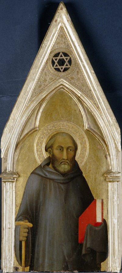 聖人、1340年頃（ポプラの木のテンペラ） 作： Barna da Siena