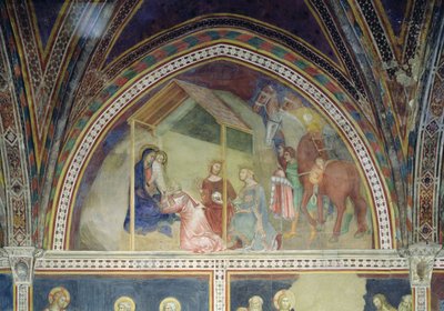 新約聖書の一連の場面からのマギの崇拝 作： Barna da Siena