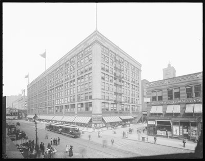 米国イリノイ州シカゴ、1905年頃のシーゲル、クーパー、カンパニーの建物（モノクロ写真 作： Barnes and Crosby