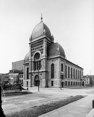 Sinai Congregation, Chicago, Illinois, USA, c.1900 (b/w photo) 作： Barnes and Crosby
