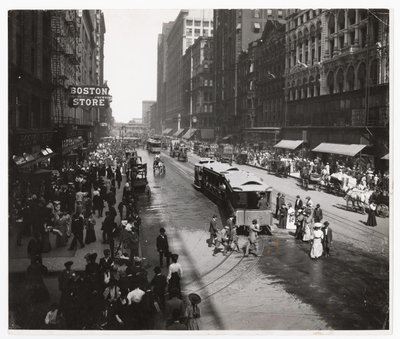 米国イリノイ州シカゴ、ステート・ストリート、1905年頃（モノクロ写真 作： Barnes and Crosby