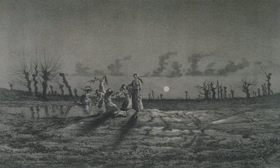 LavandieresまたはNight Washerwomen、George Sand（1804-76）1858によるLegendes Rustiquesのイラスト 作： Maurice Sand