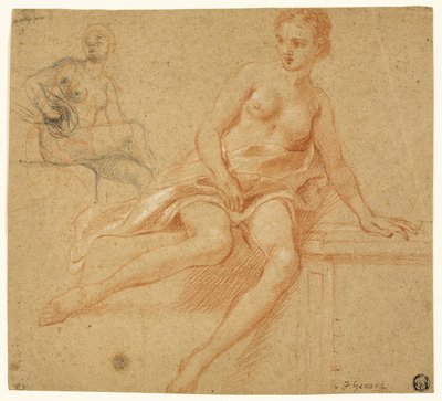 座っている女性のヌードの 2 つのスケッチ 作： Baron François Pascal Simon Gérard