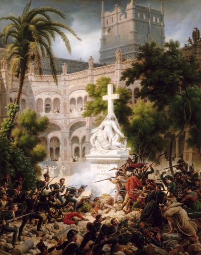 サンタエングラシア修道院の襲撃、1809年2月8日 作： Baron Lejeune Louis François
