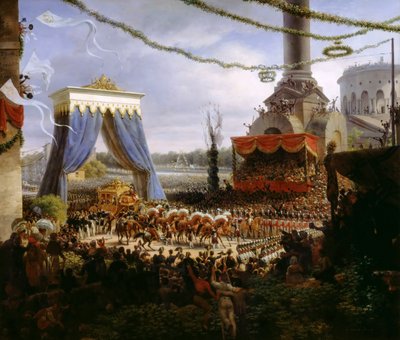 1825年6月6日の奉献後のチャールズXのパリ入り 作： Baron Lejeune Louis François