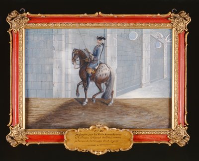 No. 20ボルテ馬場馬術ステップを実行するスペイン乗馬学校の灰色の馬（紙にトイレ） 作： Baron Reis Eisenberg