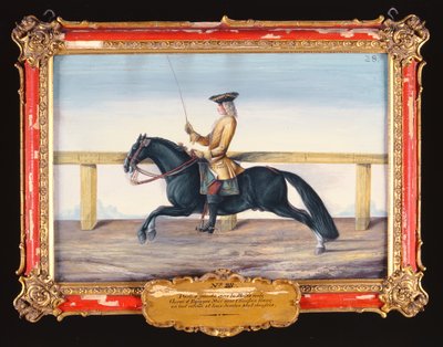 No. 28馬場馬術運動を行っているスペイン乗馬学校の黒いスペイン馬（紙にトイレ） 作： Baron Reis Eisenberg