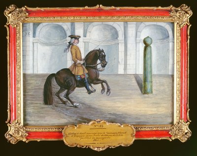 No. 33馬場馬術運動を行っているスペイン乗馬学校のスペイン馬（紙にトイレ） 作： Baron Reis Eisenberg