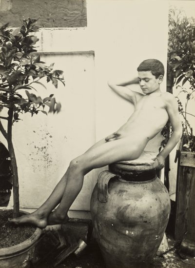 [庭の裸の若者] 作： Baron Wilhelm von Gloeden