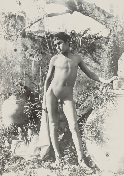 [庭の裸の若者] 作： Baron Wilhelm von Gloeden