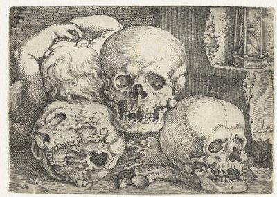 3 つの頭蓋骨を持つ子供 作： Barthel Beham