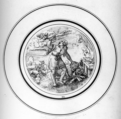 イサクの生け贄（ペンとインク 作： Barthel Beham