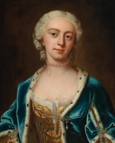 ザクセン ゴータのオーガスタの肖像 1719-1772 年、プリンセス オブ ウェールズ、18 世紀半ば。 作： Barthelemy Du Pan