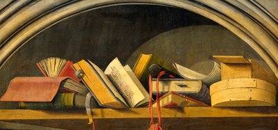 ニッチの中の本のある静物 作： Barthelemy d