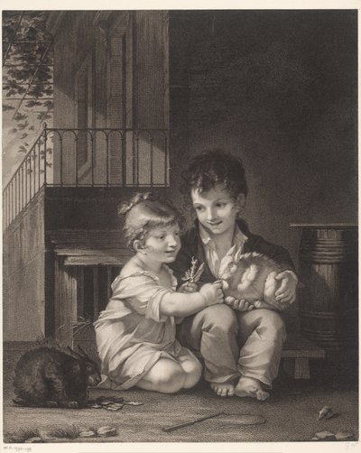 ウサギと二人の子供 mange mon petit, マンジュ 作： Barthélémy Joseph Fulcran Roger