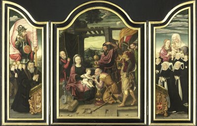 賢者の崇拝を伴うトリプティク 作： Bartholomäus Bruyn (I) (manner of)