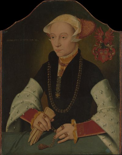 ケルンのスロスギン家の女性の肖像、1557年。 作： Bartholomaeus Bruyn the Younger