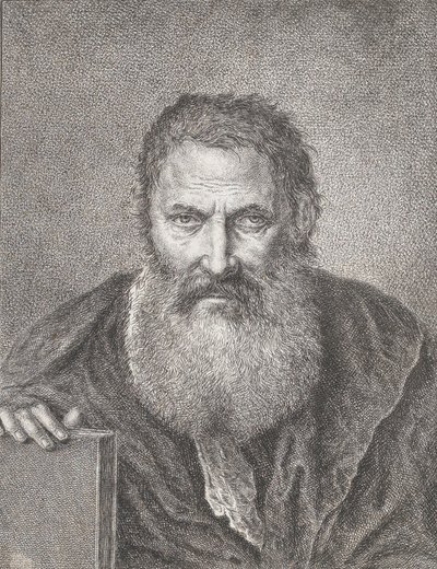 本を持っているひげを生やした男の肖像、カリフォルニア州。 1750～1815年。 作： Bartholomaeus Ignaz Weiss