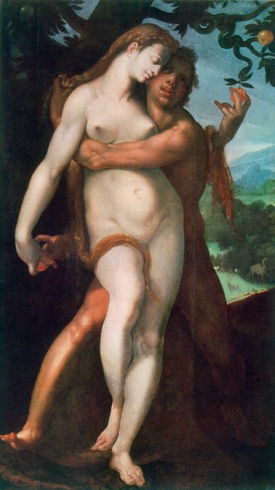 アダムとイブ、c1566-1611。 作： Bartholomaeus Spranger