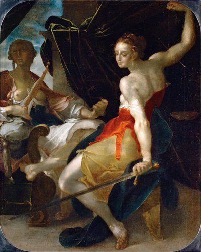 正義と慎重さの寓意 作： Bartholomaeus Spranger