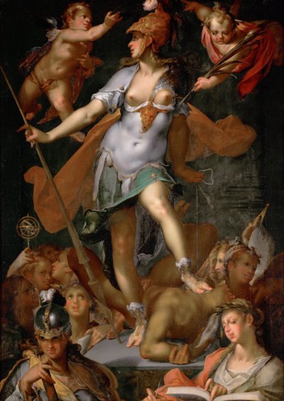 ミネルヴァ、無知の勝利、1591年頃 作： Bartholomaeus Spranger