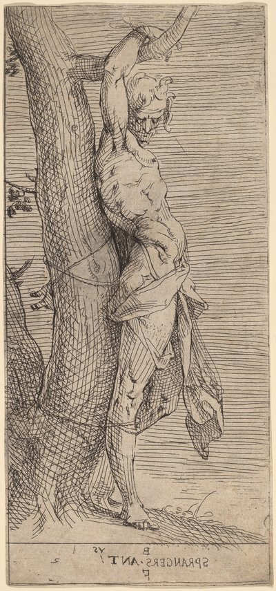 木に縛られた聖セバスチャン 作： Bartholomaeus Spranger
