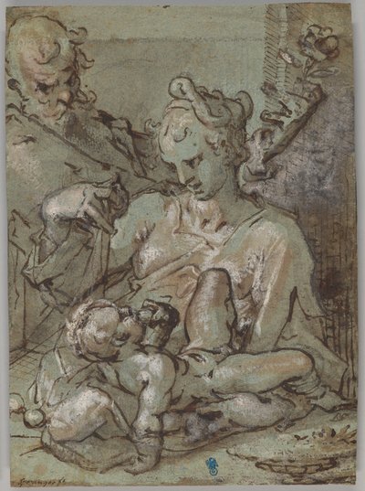 聖家族とバラを持つ聖ヨセフ 作： Bartholomaeus Spranger