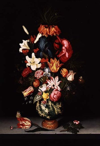 石の棚の上の花の静物 作： Bartholomeus Assteyn