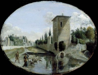 イタリアの風景」（銅に油彩） 作： Bartholomeus Breenbergh