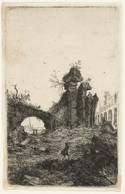コロッセオの遺跡、「ローマの遺跡」のプレート 10 作： Bartholomeus Breenbergh