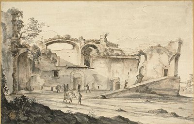 廃墟の前の旅人たち 作： Bartholomeus Breenbergh