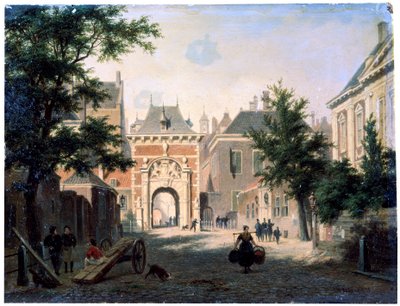 19世紀のオランダの町。 作： Bartholomeus Johannes van Hove