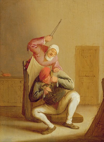 夫を殴る妻 作： Bartholomeus Molenaer